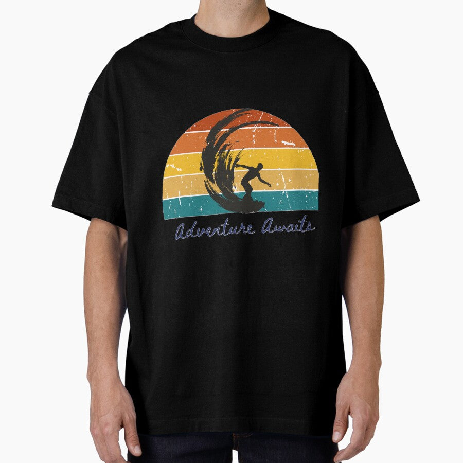 Adventure Awaits Surfing Oversized T Shirt