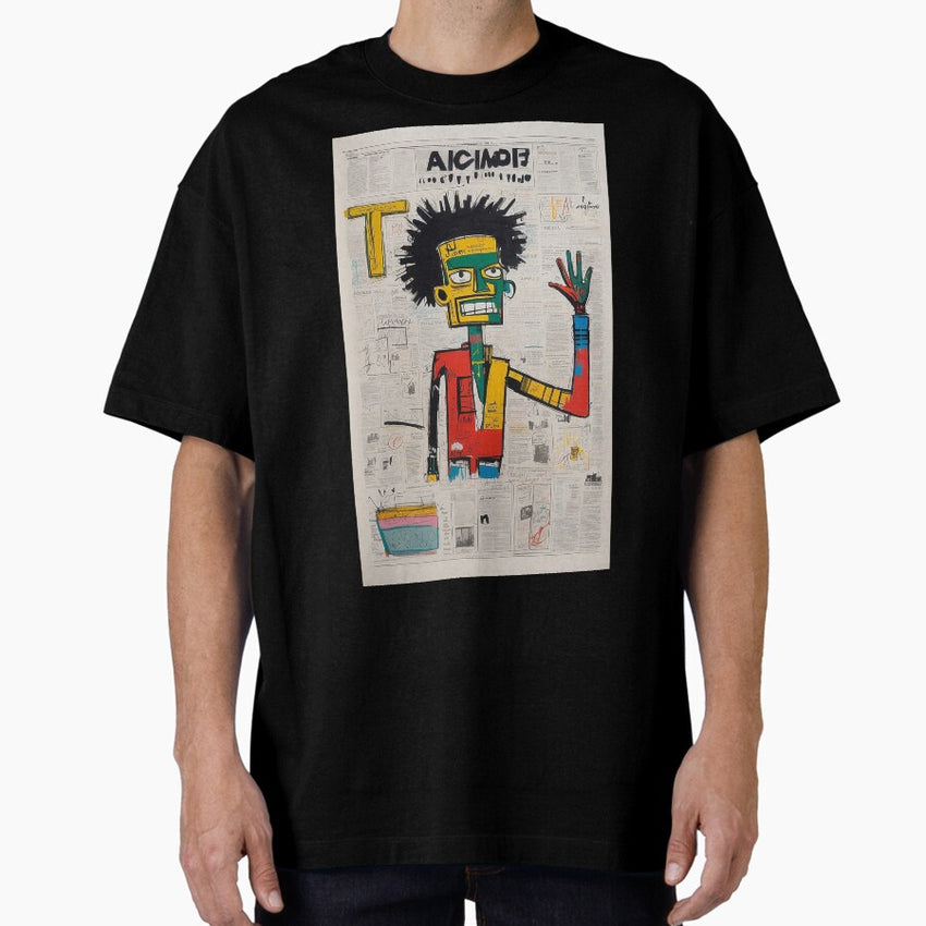Alphabet Newspaper Sketch Book Oversized T Shirt