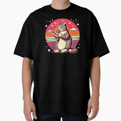 Pizza Loving Cat Oversized T-Shirt