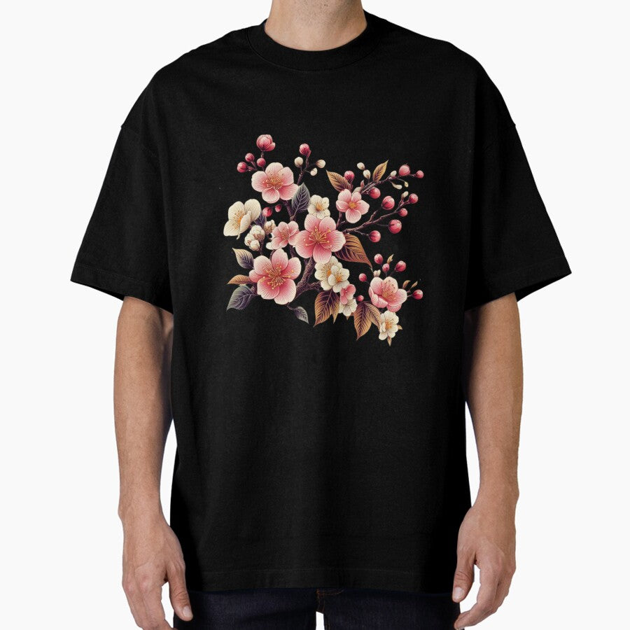 Cherry Blossom Elegant Retro Vintage Glamorous Oversized T-Shirt