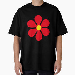 RETRO RED FLOWER Oversized T-Shirt