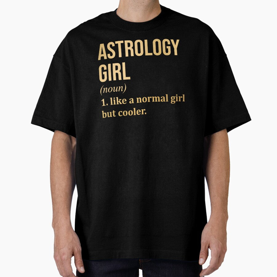 Astrology Girl Definition In Gold Oversized T Shirt