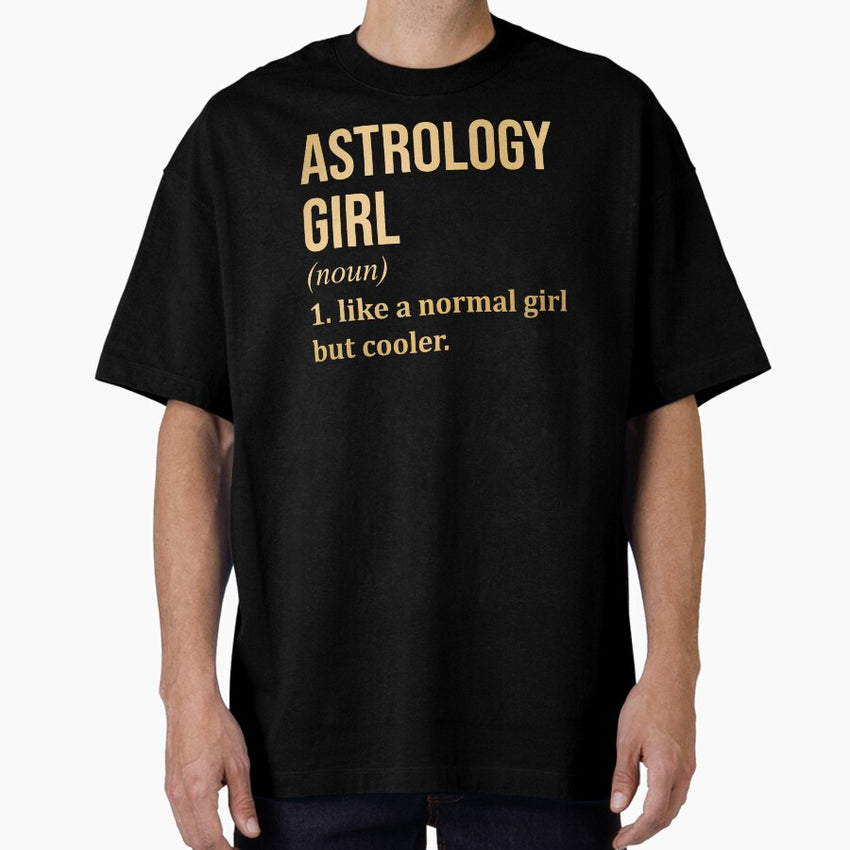 Astrology Girl Definition In Gold Oversized T Shirt