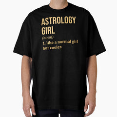 Astrology Girl Definition In Gold Oversized T Shirt