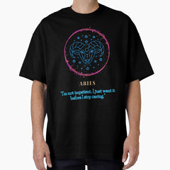 Sparkly Aries zodiac- Horoscope star Sign Theme on blue back ground Oversized T-Shirt