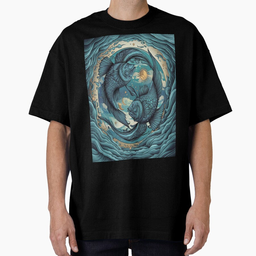 Astrology Zodiac Designs Pisces 3 Oversized T Shirt