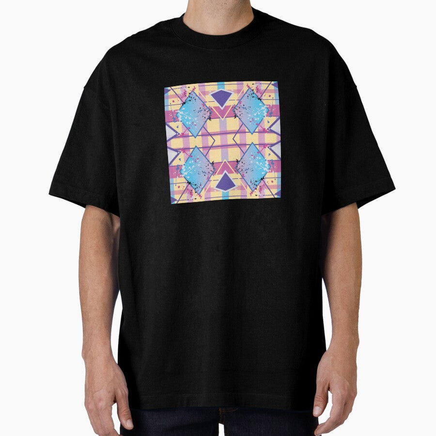 Abstract Graphic Design Canvas Print With Pink Blue Yellow And Purple Oversized T Shirt