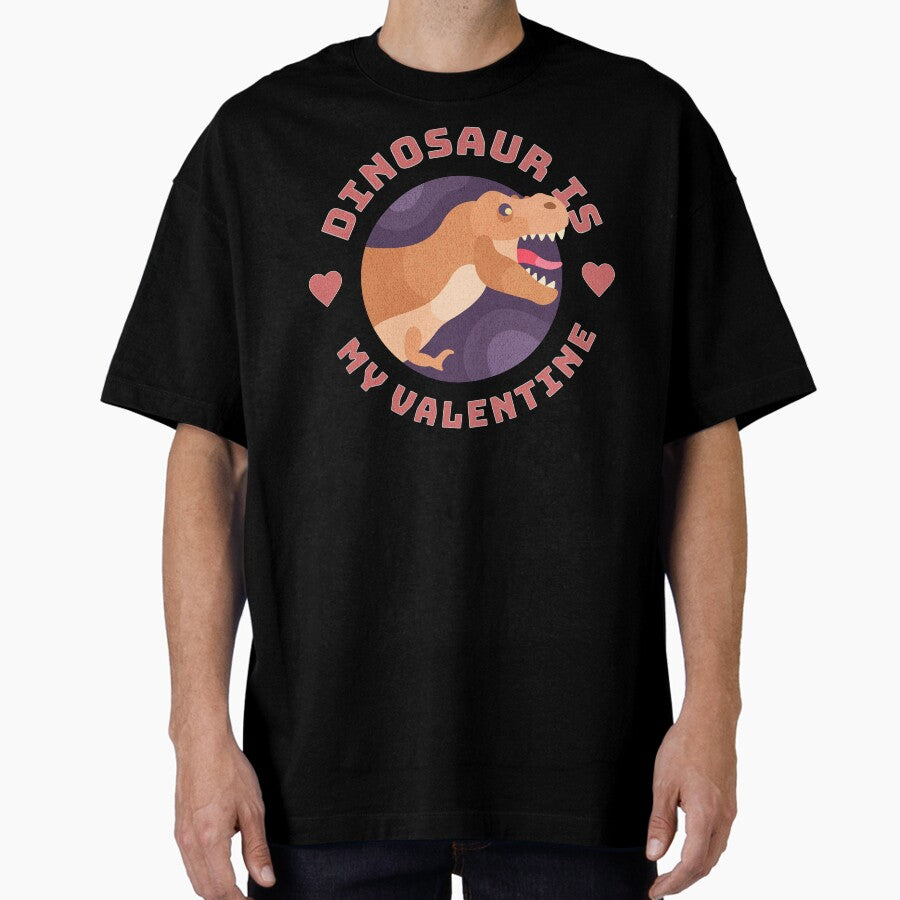 Valentine Dinosaur for Family Oversized T-Shirt