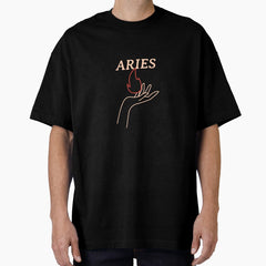 Hand Holding Aries Fire Oversized T-Shirt