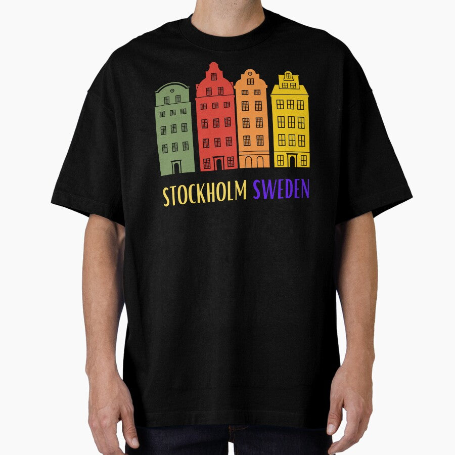 Stockholm Sweden Authentic Houses From Old Town Oversized T Shirt