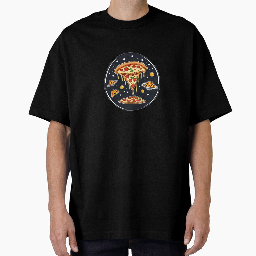 Cosmic Pizza Party: A Slice Out of This World Oversized T-Shirt