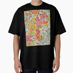 Retro Flower Motif Oversized T-Shirt