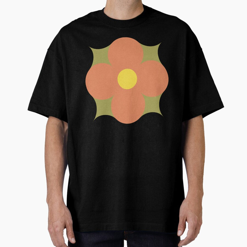 Retro Geometric Flower Oversized T-Shirt