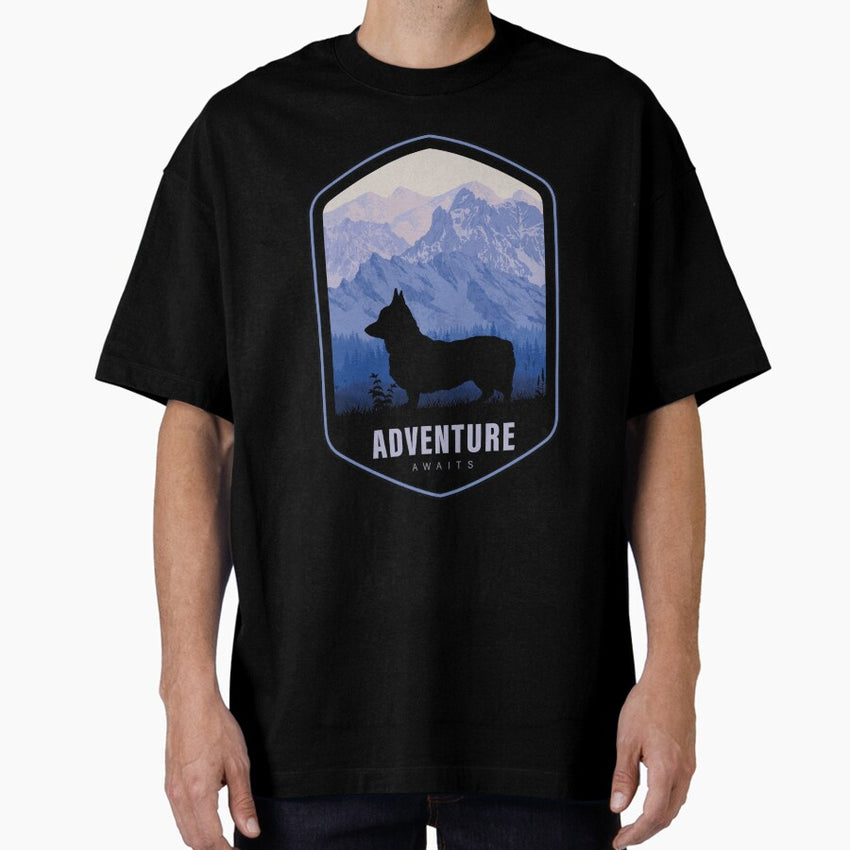 Adventure Time With Corgi Dog Oversized T Shirt