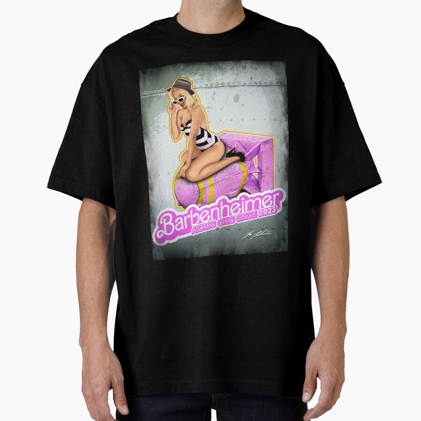 Barbenheimer Cheesecake Art With Logo Oversized T Shirt