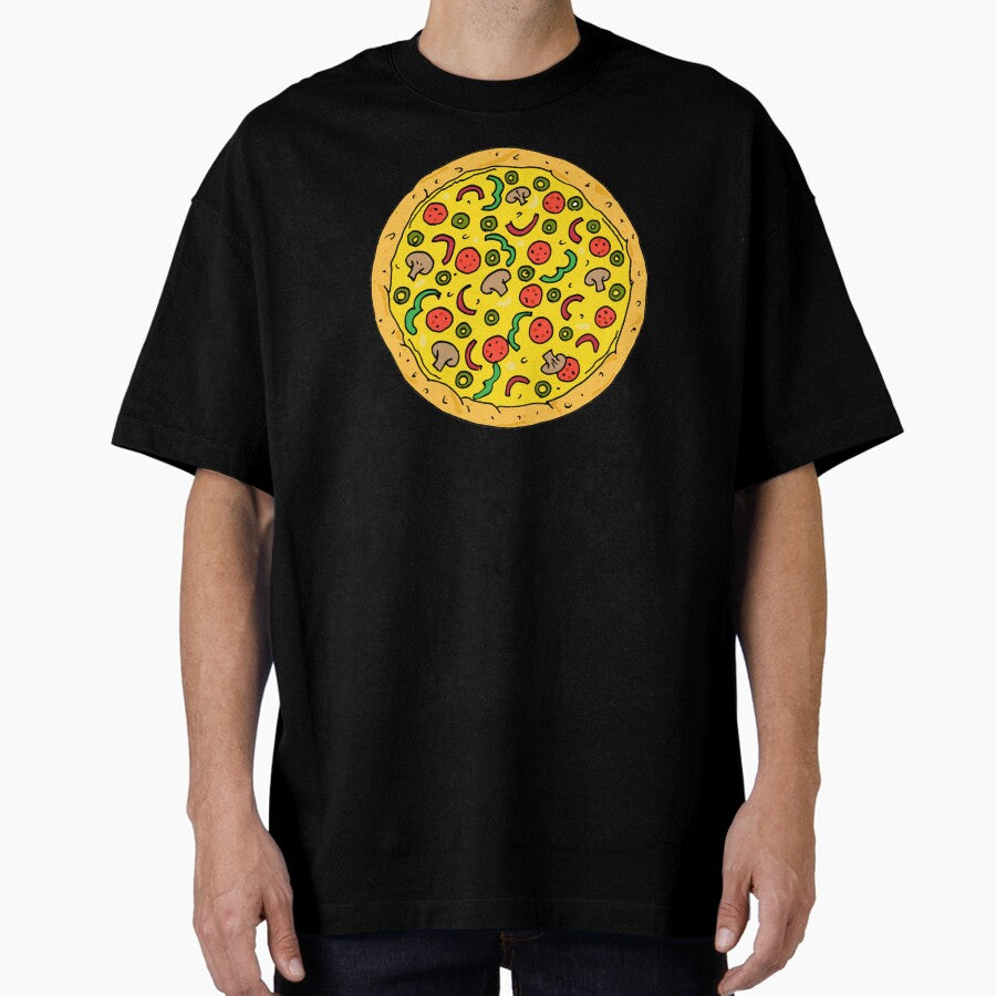 Pepperoni Whole Pizza Pie Illustration Oversized T-Shirt
