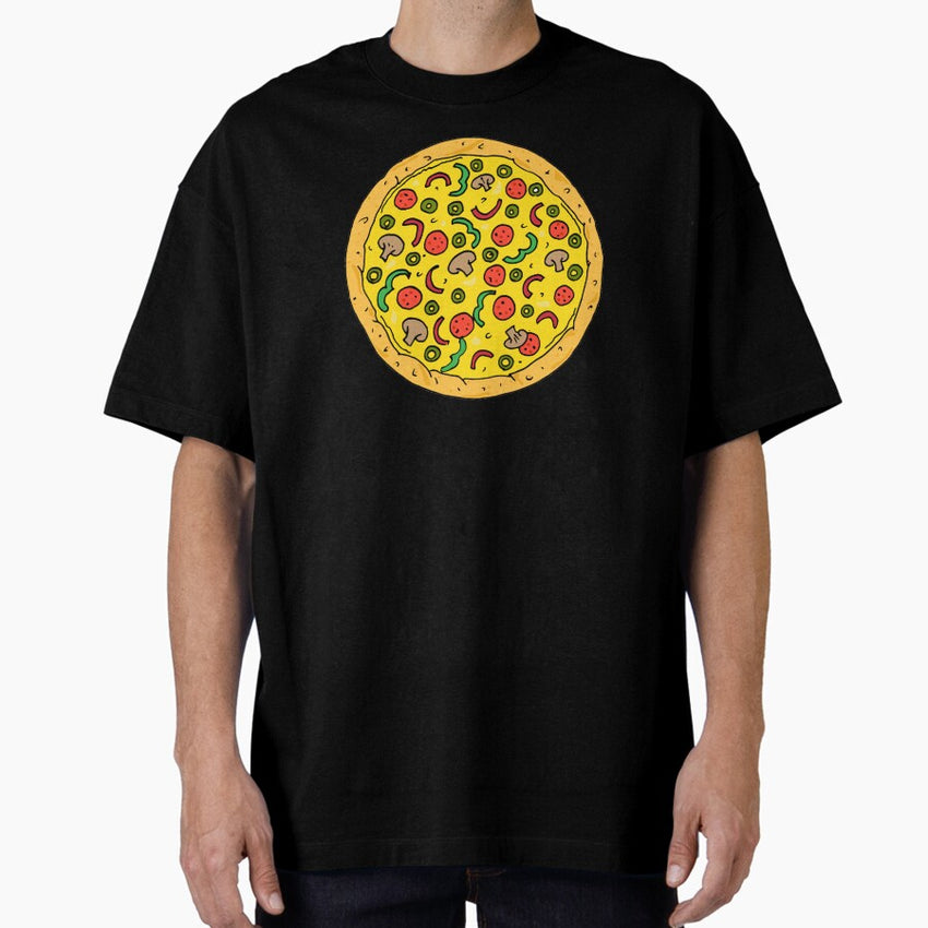 Pepperoni Whole Pizza Pie Illustration Oversized T-Shirt