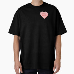 Cat Mom Candy Heart Pink Oversized T-Shirt