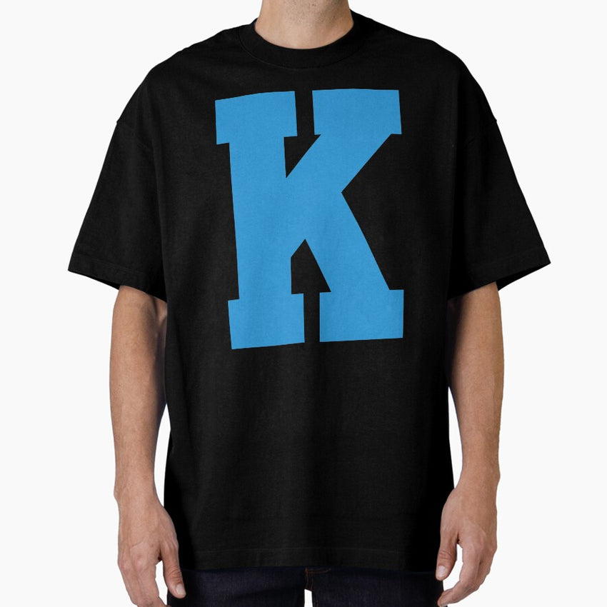 Alphabet, Blue K , Sports letter K Oversized T-Shirt