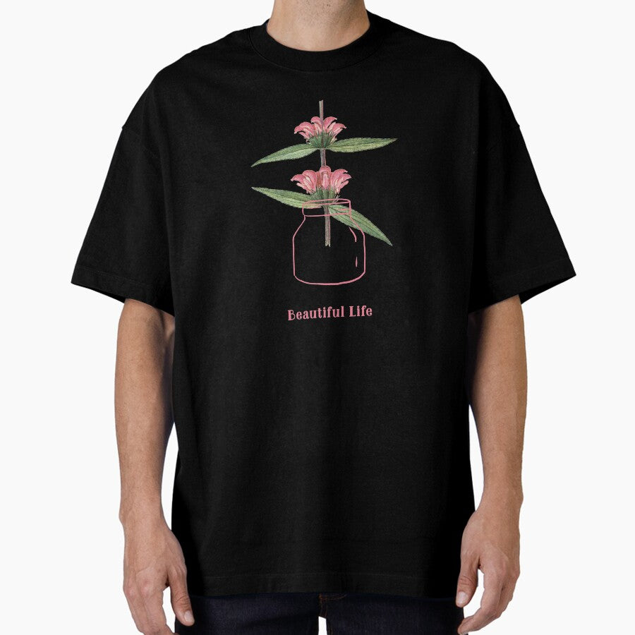 Beartiful life...Vintage botanical Flower in a bottle Oversized T-Shirt