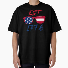 American patriot flag est 1776 eagle sunglasses Oversized T-Shirt
