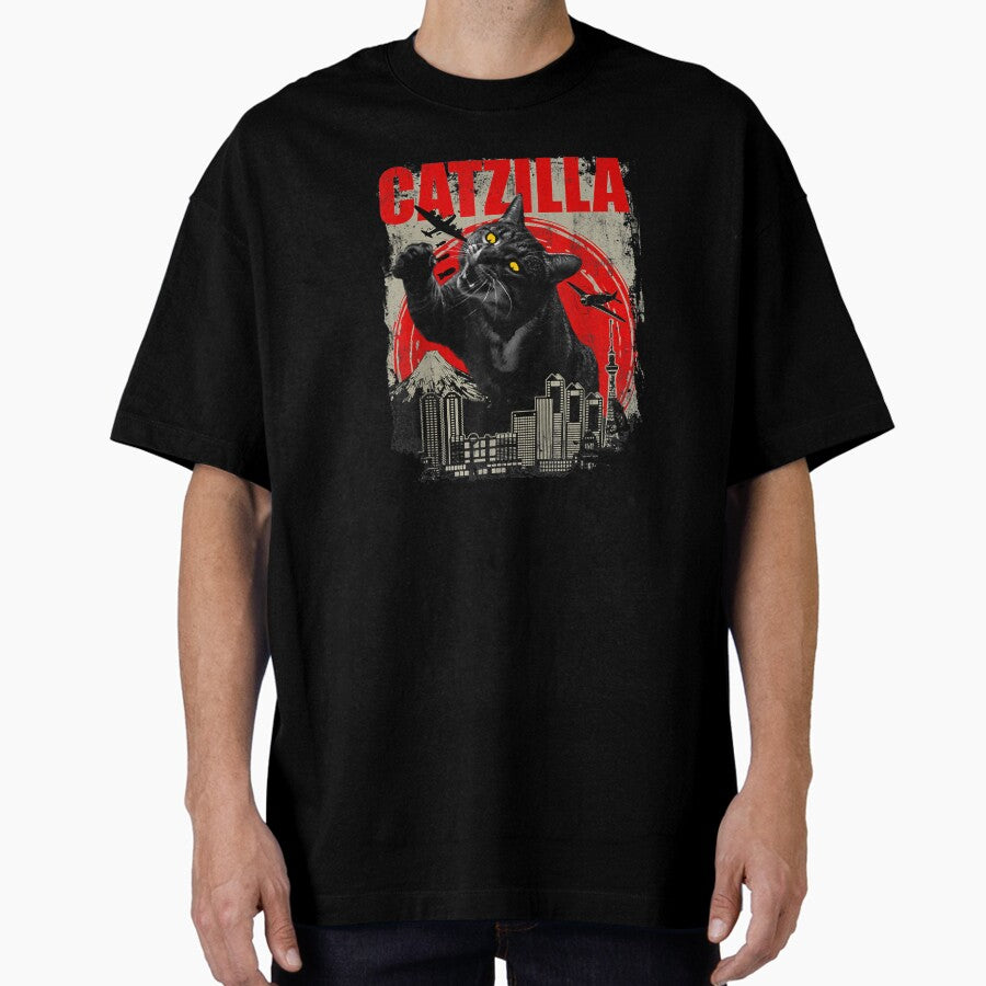 Catzilla - Funny Cat Lover Kitten Kitty Oversized T-Shirt