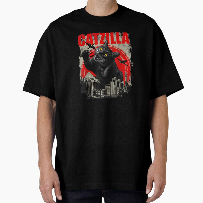 Catzilla - Funny Cat Lover Kitten Kitty Oversized T-Shirt