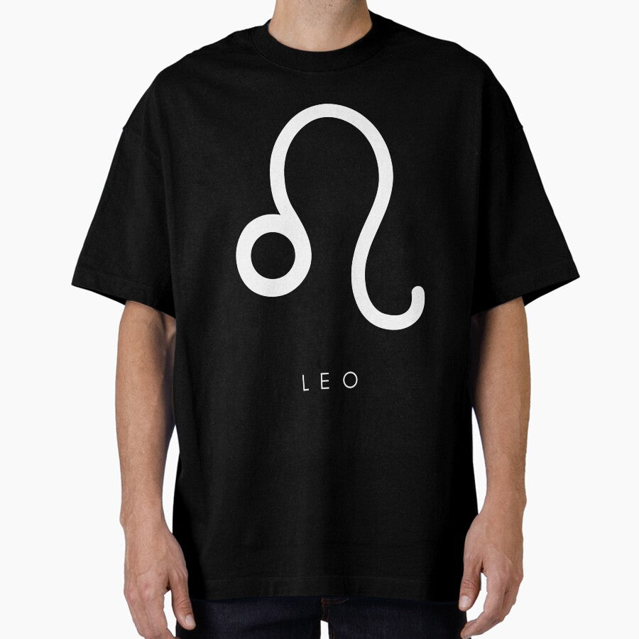 Minimilistic white Leo zodiac- Horescope/SunSign Theme on grey back ground Oversized T-Shirt