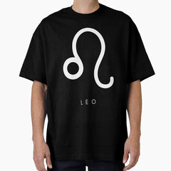 Minimilistic white Leo zodiac- Horescope/SunSign Theme on grey back ground Oversized T-Shirt