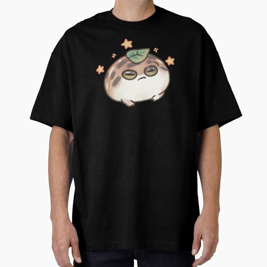 Angry Rainfrog With Leaf Hat Oversized T Shirt