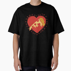 Pizza Is My Valentine Illustration Oversized T-Shirt
