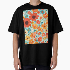 Trendy Retro Flowers Oversized T-Shirt