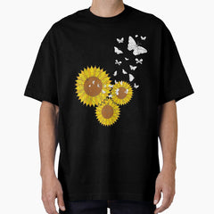 Sunshine Butterflies Yellow Flower Butterfly Sunflower Oversized T-Shirt
