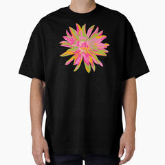 DAHLIA BURSTS Abstract Blooming Floral Summer Bright Flowers - Fuchsia Pink Yellow Lime Green on Violet Purple - UnBlink Studio by Jackie Tahara Oversized T-Shirt
