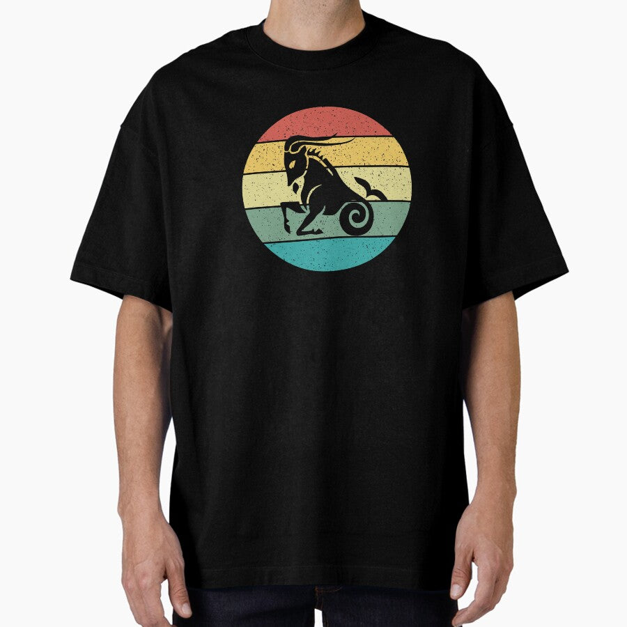 Capricorn Zodiac Sign Retro Vintage Oversized T-Shirt
