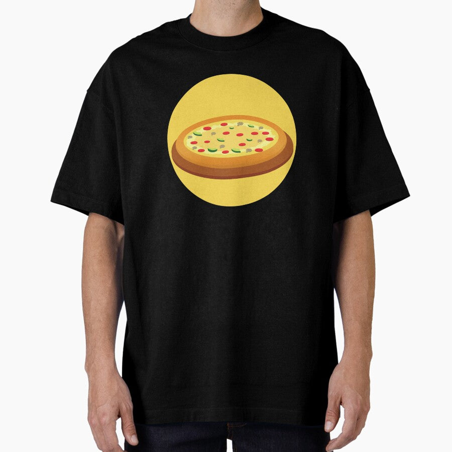 Circular Yellow Pizza Snack Oversized T-Shirt