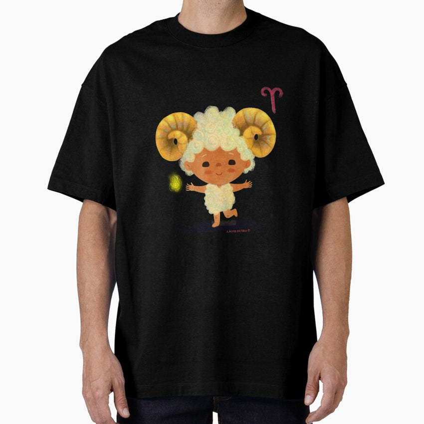 Cute Zodiac Aries Sign Oversized T-Shirt