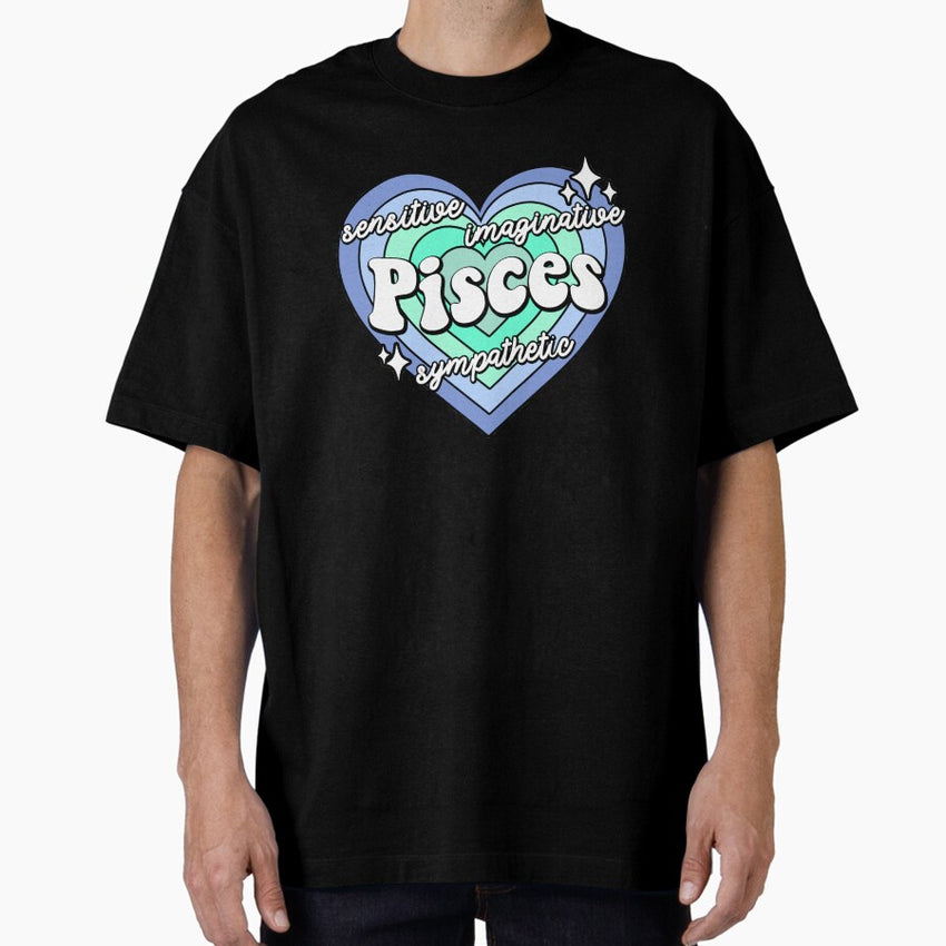 Pisces Traits Sparkling Heart Oversized T-Shirt