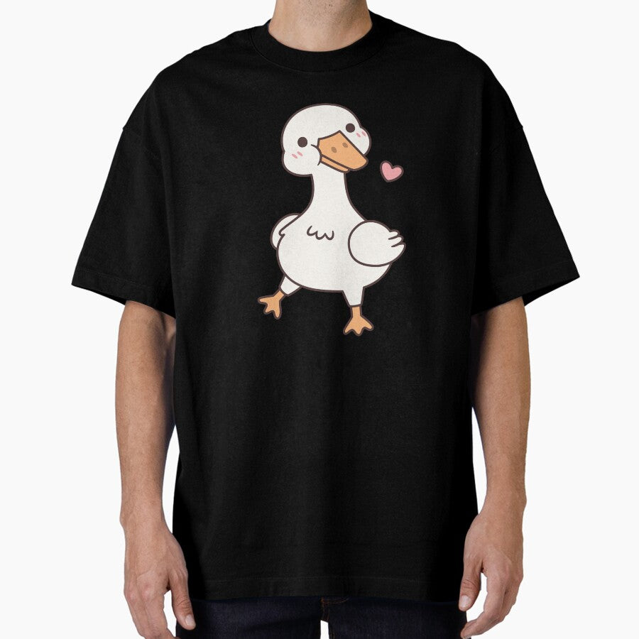 Cute Happy Goose Waddling Oversized T Shirt