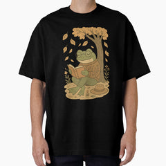 Autumn Afternoon With A Bookish Frog Oversized T Shirt