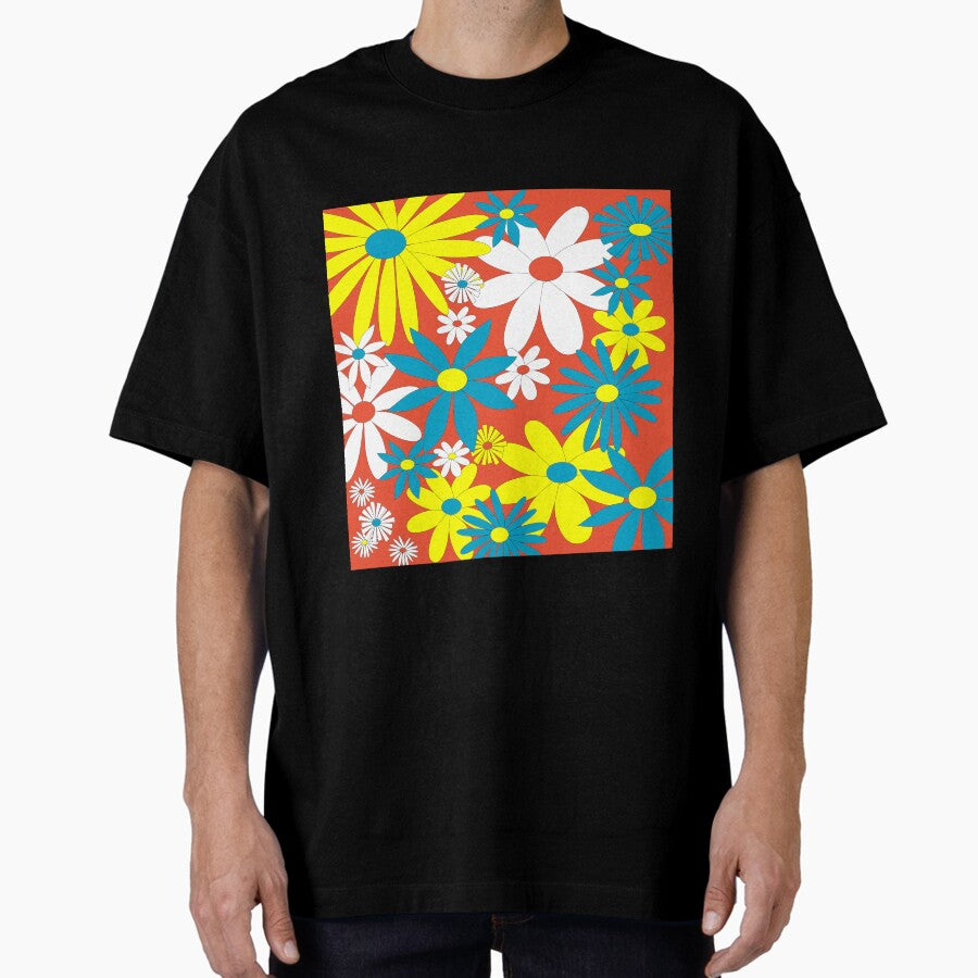 Flower Power on Orange Oversized T-Shirt