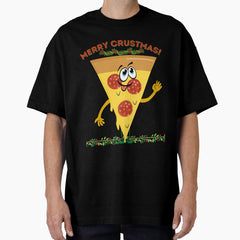 Merry Crustmas, Funny Pizza Kawaii Design Oversized T-Shirt