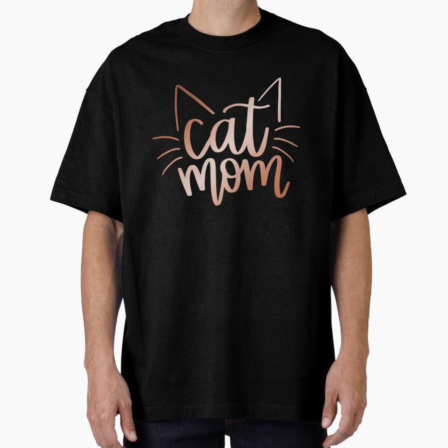 Rose Gold Cat Mom Oversized T-Shirt