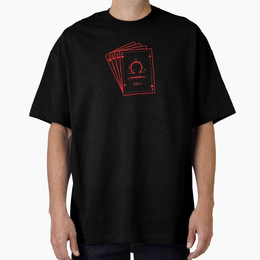 Libra zodiac sign poker cards design sticker Oversized T-Shirt