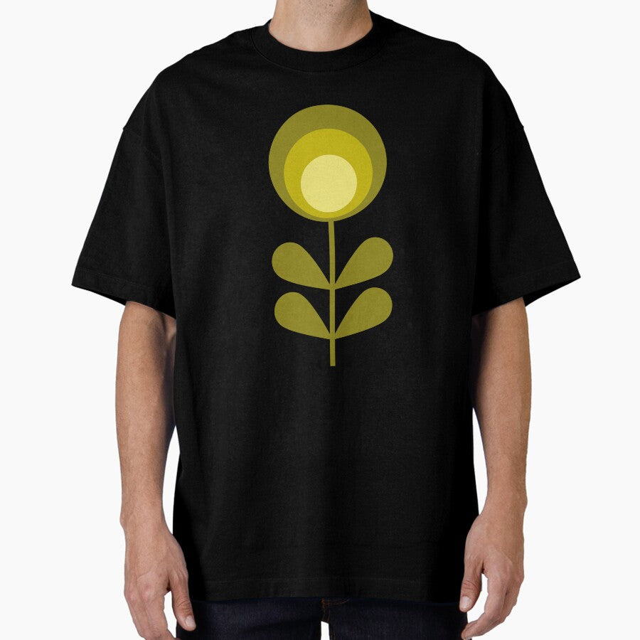 Mid Century Modern Red Retro Flower Oversized T-Shirt