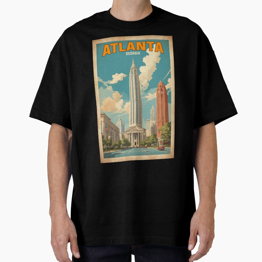 Atlanta Georgia Usa Vintage Travel Tourism Oversized T Shirt