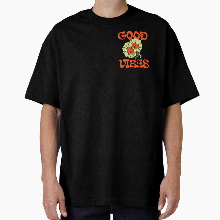 Retro Groovy Flower Power | 70s & 80s Good Vibes Art Oversized T-Shirt