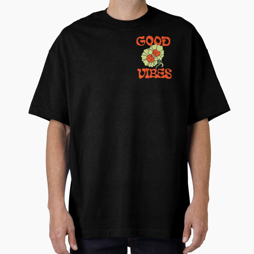 Retro Groovy Flower Power | 70s & 80s Good Vibes Art Oversized T-Shirt