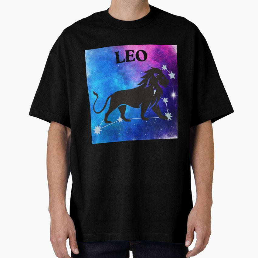 Zodiac Sign - Leo Line Art Illustration Oversized T-Shirt