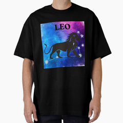 Zodiac Sign - Leo Line Art Illustration Oversized T-Shirt